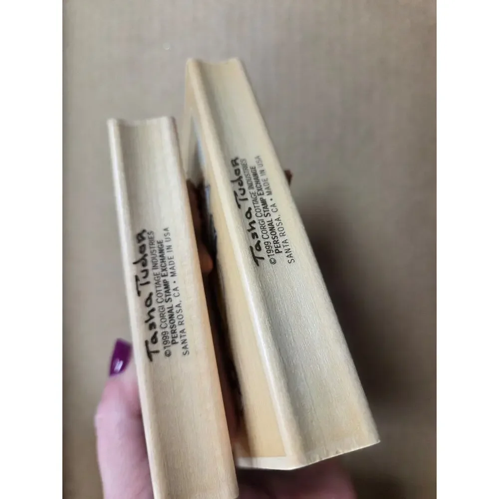 Tasha Tudor Rubber Wooden Block Rubber Ink Stamp Christmas Holiday Winter Set